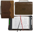 Faith Burnt Chestnut Brown Faux Leather Classic Bible Cover - Matthew 17:20, Large