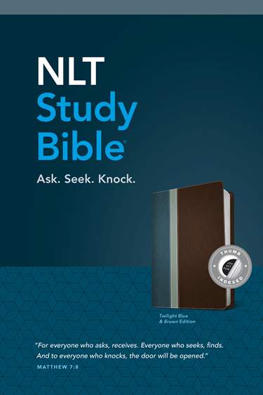 NLT Study Bible, Blue/Brown, Indexed