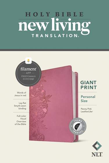NLT Personal Size Giant Print Bible, Peony Pink, Indexed