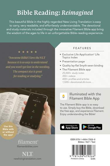 NLT Premium Value Compact Bible, Filament-Enabled Edition, Dark Brown Cross