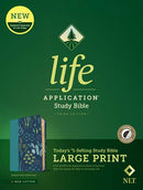 NLT Life Application Study Bible Large Print, Blue Floral Indexed