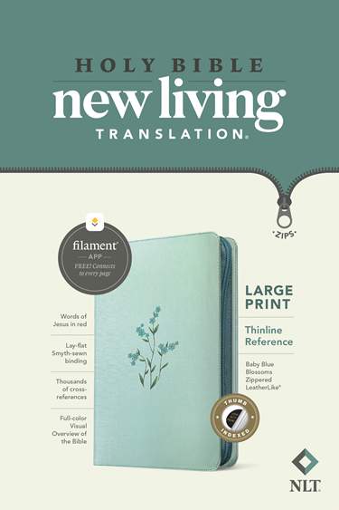 NLT Large Print Thinline Reference Bible, Filament Enabled, Blue Blossoms, Indexed
