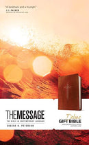 The Message Deluxe Gift Bible Dark Brown with Gold Cross