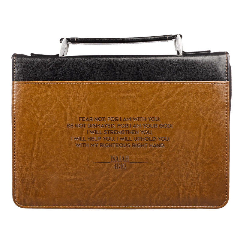 I Will Strengthen You Bible Cover, Lux-Leather, Brown and Tan, Large