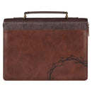 Crown of Thorns Brown Faux Leather Classic Bible Cover - Isaiah 53:3, X-Large