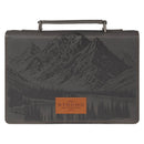 Be Strong and Courageous Charcoal Gray Bible Cover, Large