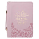 Bible Cover Under His Wings Faux Leather, Pink, Large