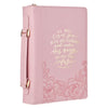 Bible Cover Under His Wings Faux Leather, Pink, Large
