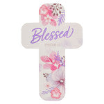 Blessed Purple Floral Cross Bookmark - Ephesians 1:3 BMC160