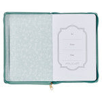 Strength and Dignity Misty Teal Faux Leather Journal With Zipper- Proverbs 31:25 JL537