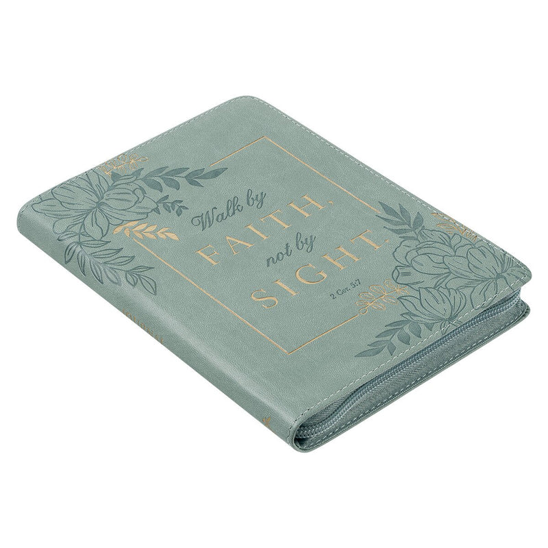 Walk By Faith Classic Zippered Journal, Blue