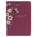 Walk By Faith Beet Red Faux Leather Classic Journal with Zippered Closure - 2 Corinthians 5:7 JL654