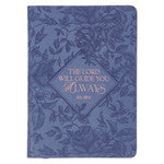 The Lord Will Guide You Blue Faux Leather Classic Journal with Zipper Closure JL730