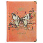 Orange Grace Butterfly Hardcover Journal - Ephesians 2:8 JLH006