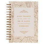 Give Thanks White and Gold Wirebound Journal - Psalm 106:1 Wired Journal JLW147