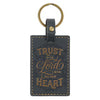 Trust in the Lord Charcoal Gray Faux Leather Keychain