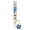 Pray Blue Floral Faux Leather Wristlet Keychain - Job 22:27