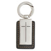Man of God Black Faux Leather and Silver Metal Cross Keychain