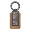 Be Strong Tan Faux Leather and Gunmetal Gray Keychain - Ephesians 6:10