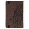 Strength and Defense Lion Walnut-Brown Faux Leather Hardcover Notebook with Elastic Band Closure