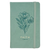 Faith Teal Floral Faux Leather Hardcover Notebook with Elastic Band Closure