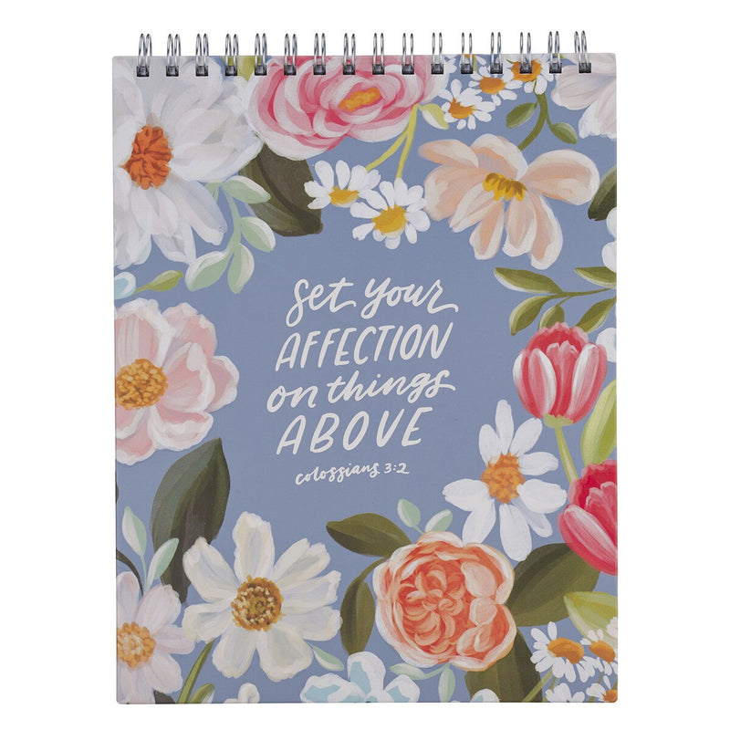 Things Above Blue Floral Spiral Notepad - Colossians 3:2
