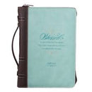 Blessed is She Light Blue Faux Leather Bible Cover, Large