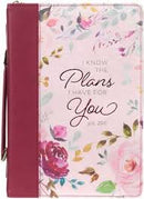 The Plans I Have for You Plum Floral Faux Leather Fashion Bible Cover, Medium