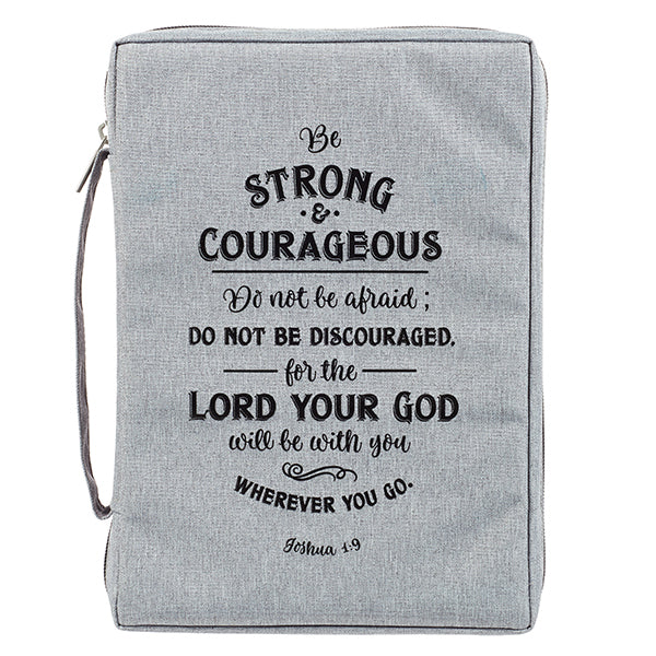 Be Strong And Courageous Poly Canvas Value Gray