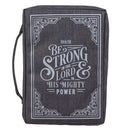 Be Strong In The Lord Bible Cover, Gray, Medium