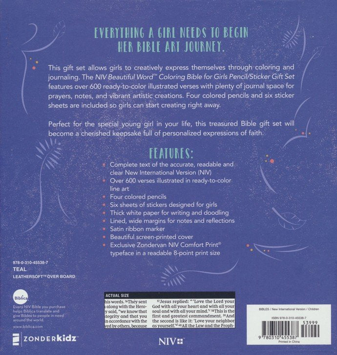NIV Beautiful Word Coloring Bible for Girls Gift Set