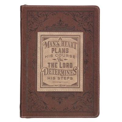 Man's Heart Zipper Journal, Brown JL383