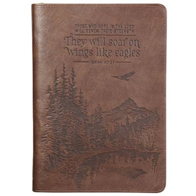 The Will Soar On Wings Like Eagles Zipper Journal, Brown JL539