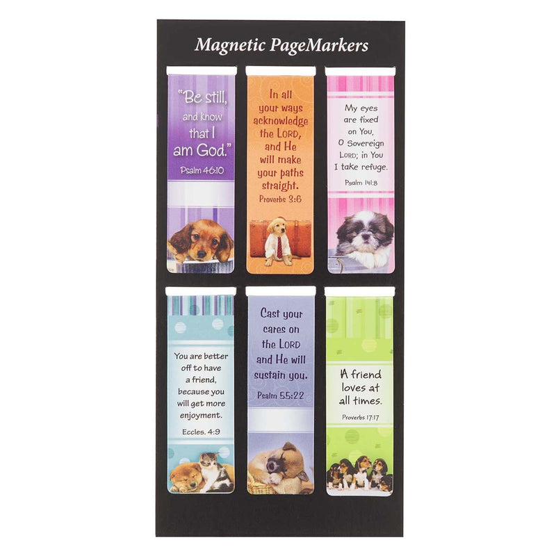 Be Still Magnetic Bookmark Set with Puppies - Psalm 46:10 MGB005